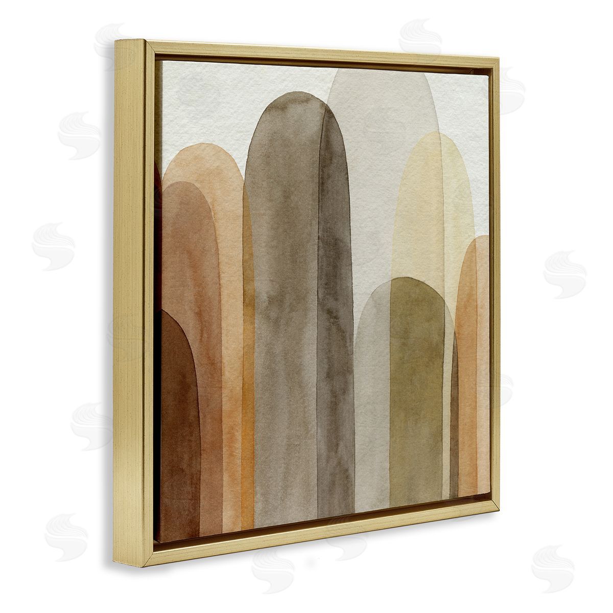 Grace Popp Layered Opaque Ovals Abstract Brown Shapes Gold Floating Frame Canvas Wall Art Print