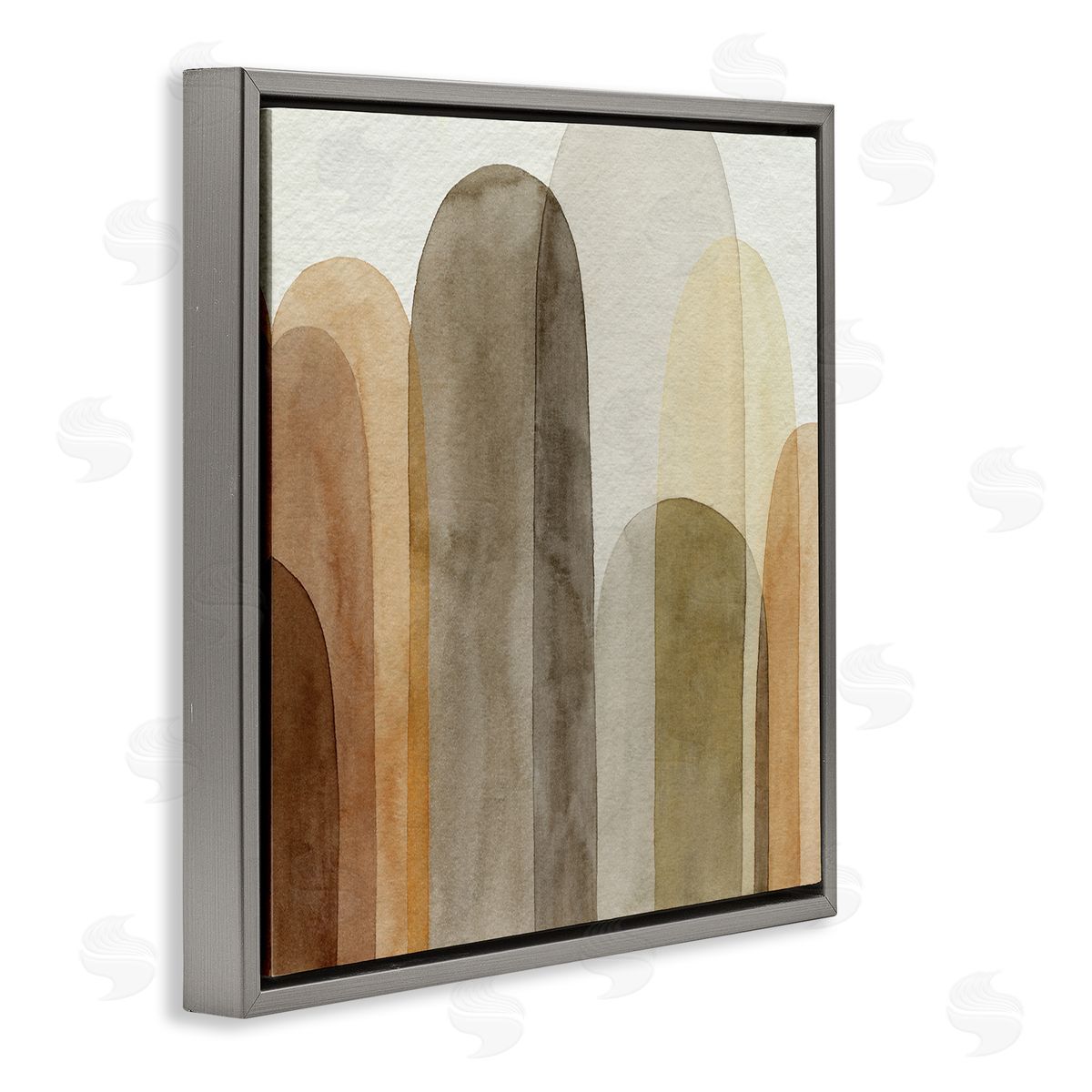 Grace Popp Layered Opaque Ovals Abstract Brown Shapes Gray Floating Frame Canvas Wall Art Print