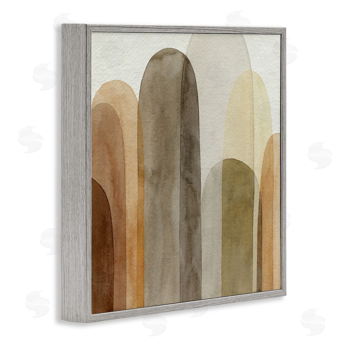 Grace Popp Layered Opaque Ovals Abstract Brown Shapes Gray Framed Glicee Wall Art Print