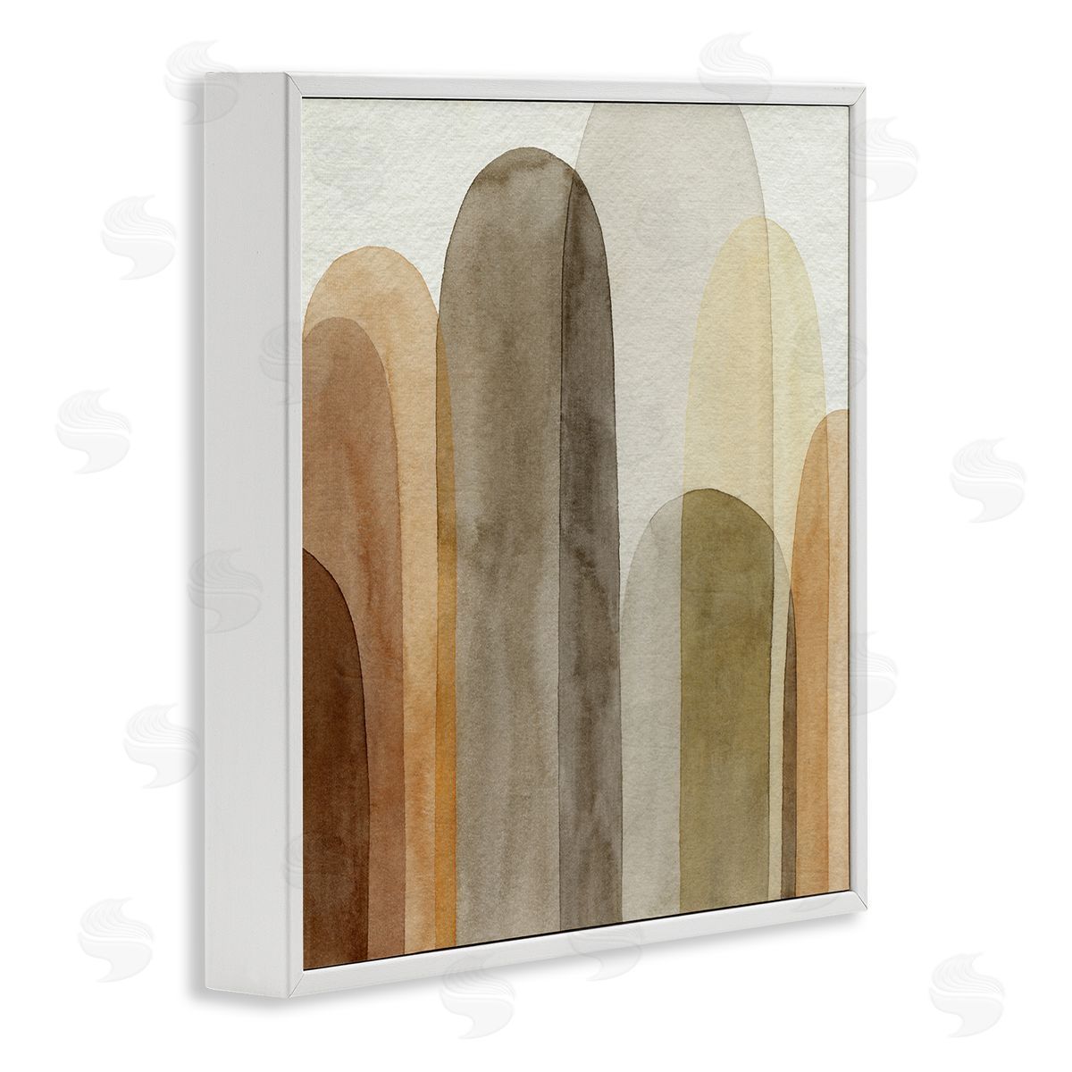 Grace Popp Layered Opaque Ovals Abstract Brown Shapes White Framed Glicee Wall Art Print