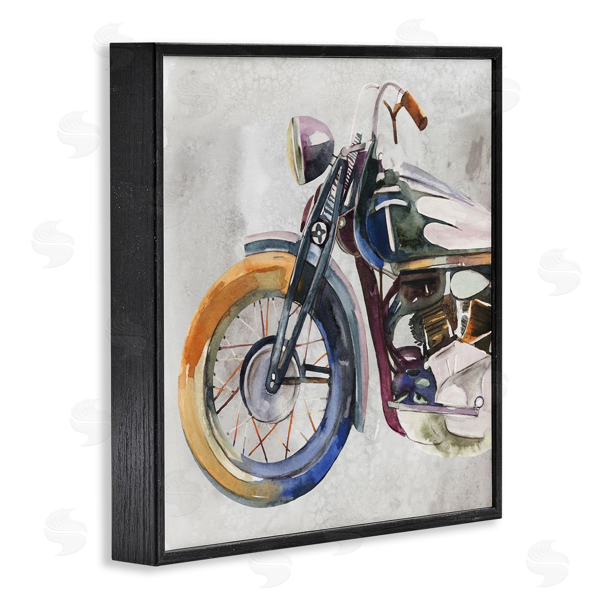 Annie Warren Motorcycle Chopper Bike Expressive Watercolor Tones Black Framed Glicee Wall Art Print