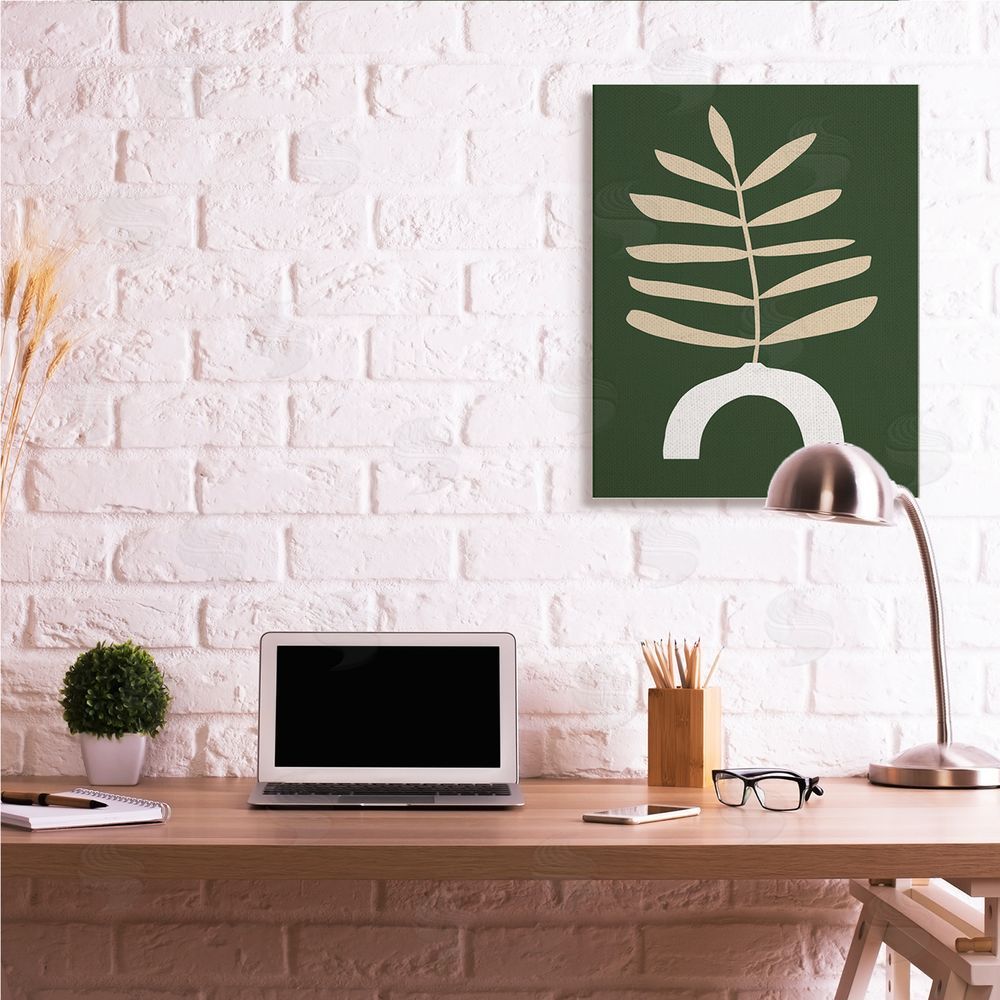 Victoria Barnes Yellow Plant in Unique Vase over Green