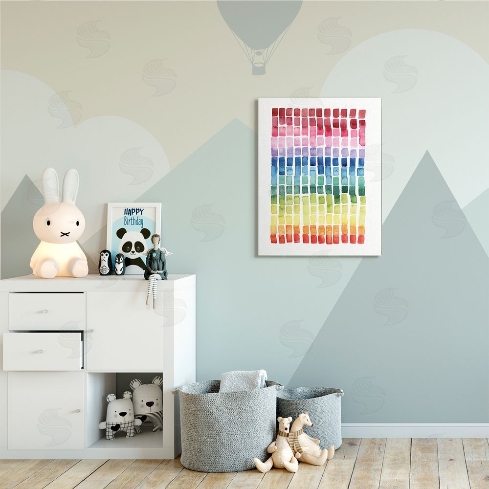 Grace Popp Geometric Watercolor Rainbow Tiles over White