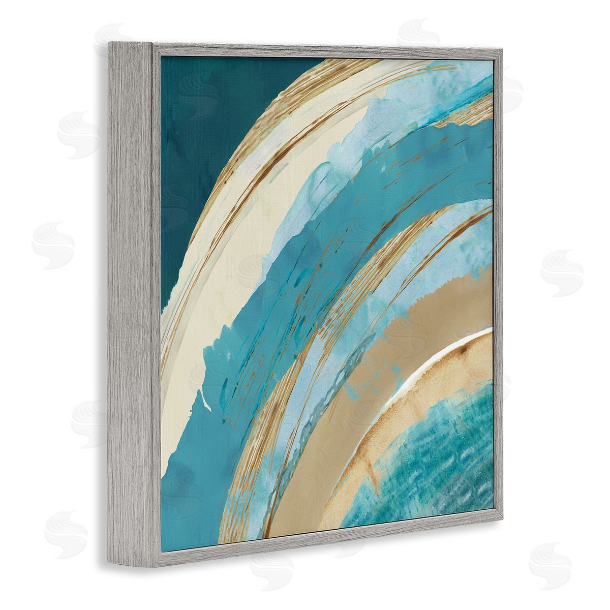 Flora Kouta Blue Wave Rainbow Abstract Blue Beige Arches Gray Framed Glicee Wall Art Print
