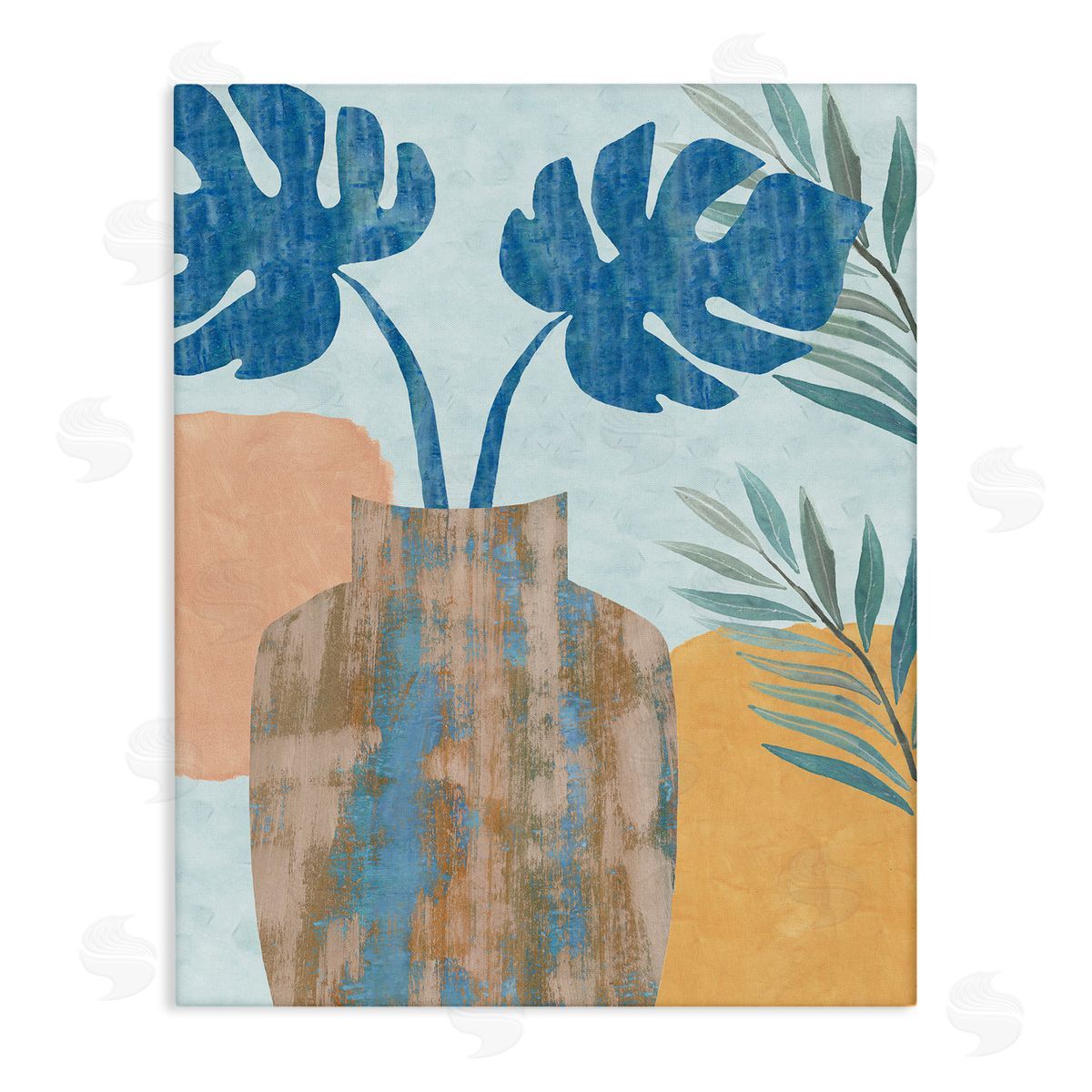 Flora Kouta Tropical Monstera Western Abstract Orange Blue