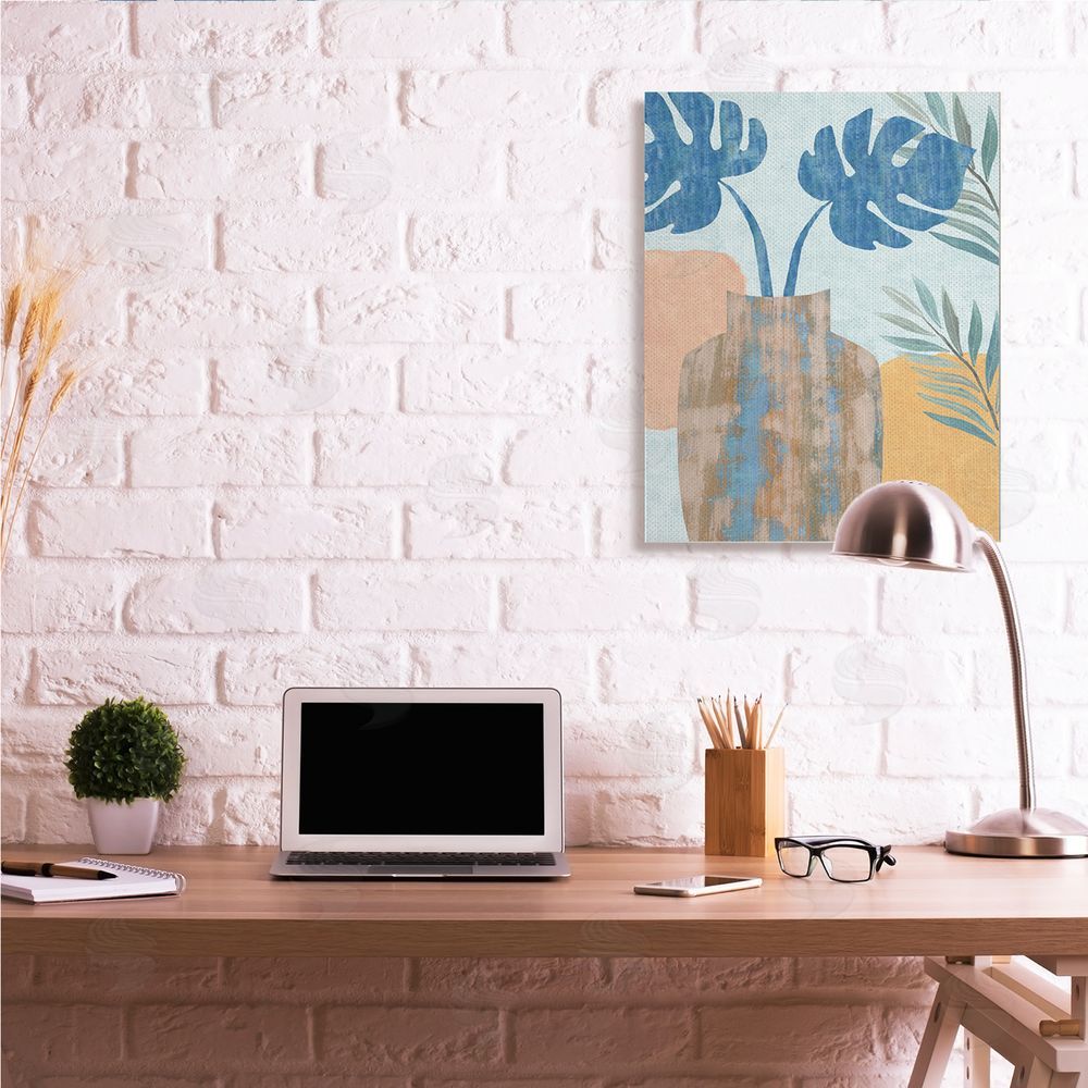 Flora Kouta Tropical Monstera Western Abstract Orange Blue