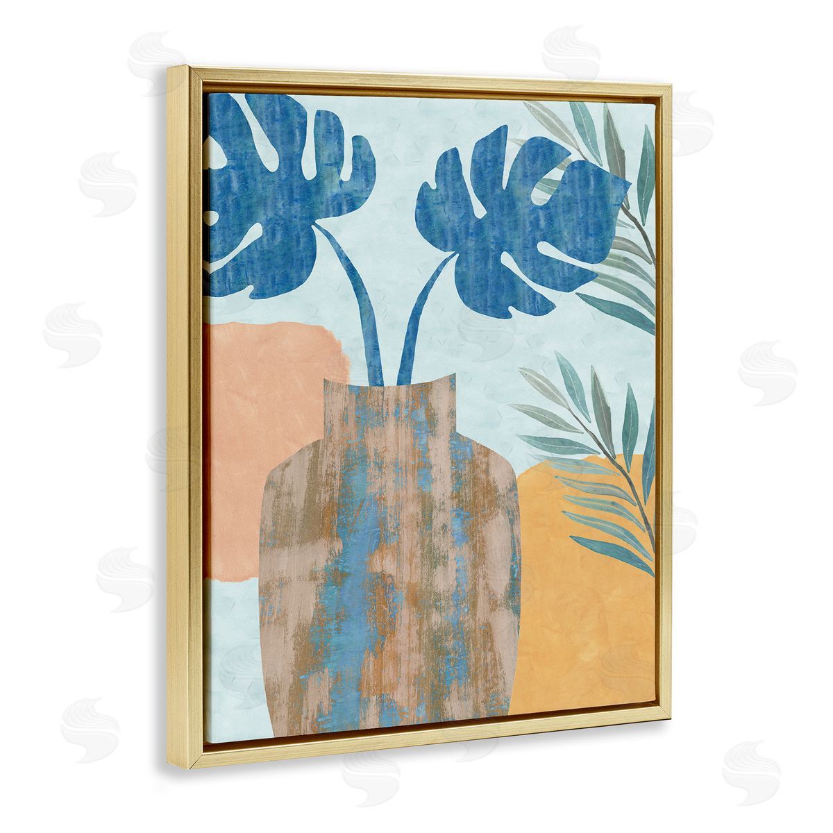 Flora Kouta Tropical Monstera Western Abstract Orange Blue