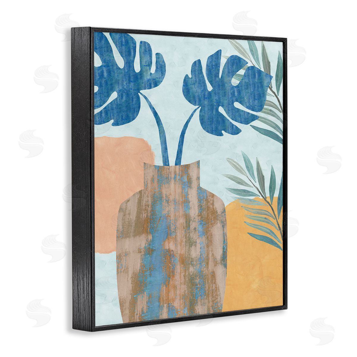 Flora Kouta Tropical Monstera Western Abstract Orange Blue