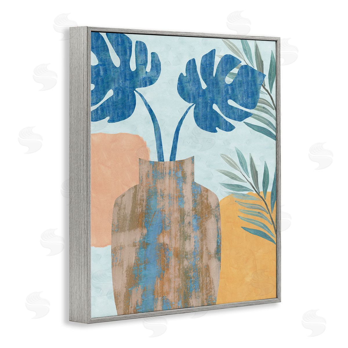 Flora Kouta Tropical Monstera Western Abstract Orange Blue