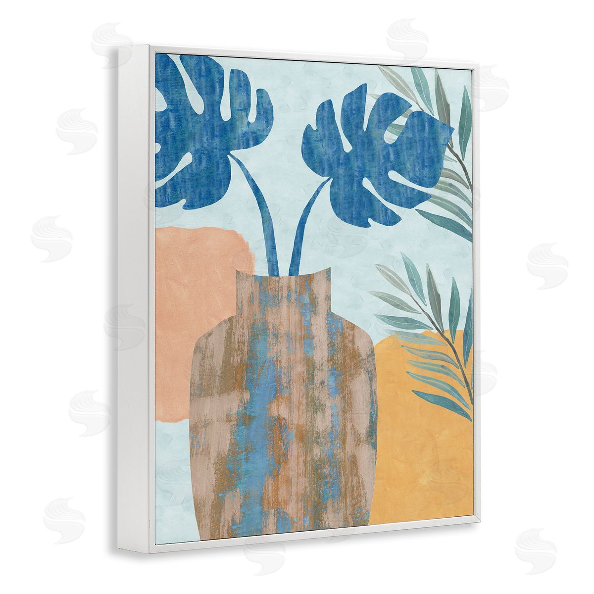 Flora Kouta Tropical Monstera Western Abstract Orange Blue