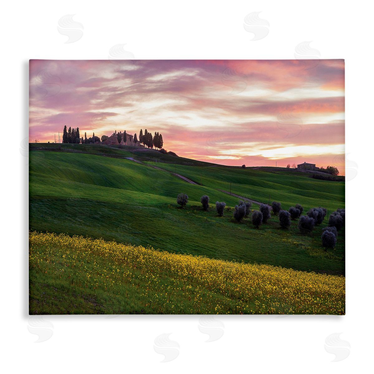 Dora Artemiadi Sunrise over Countryside Hills Yellow Floral Field