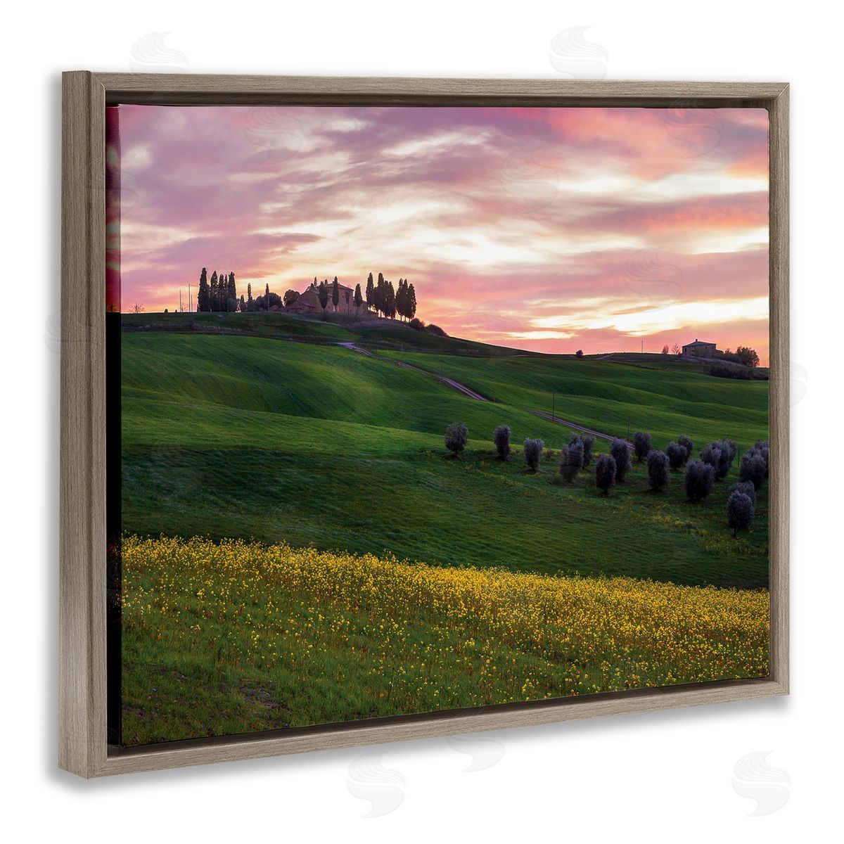 Dora Artemiadi Sunrise over Countryside Hills Yellow Floral Field