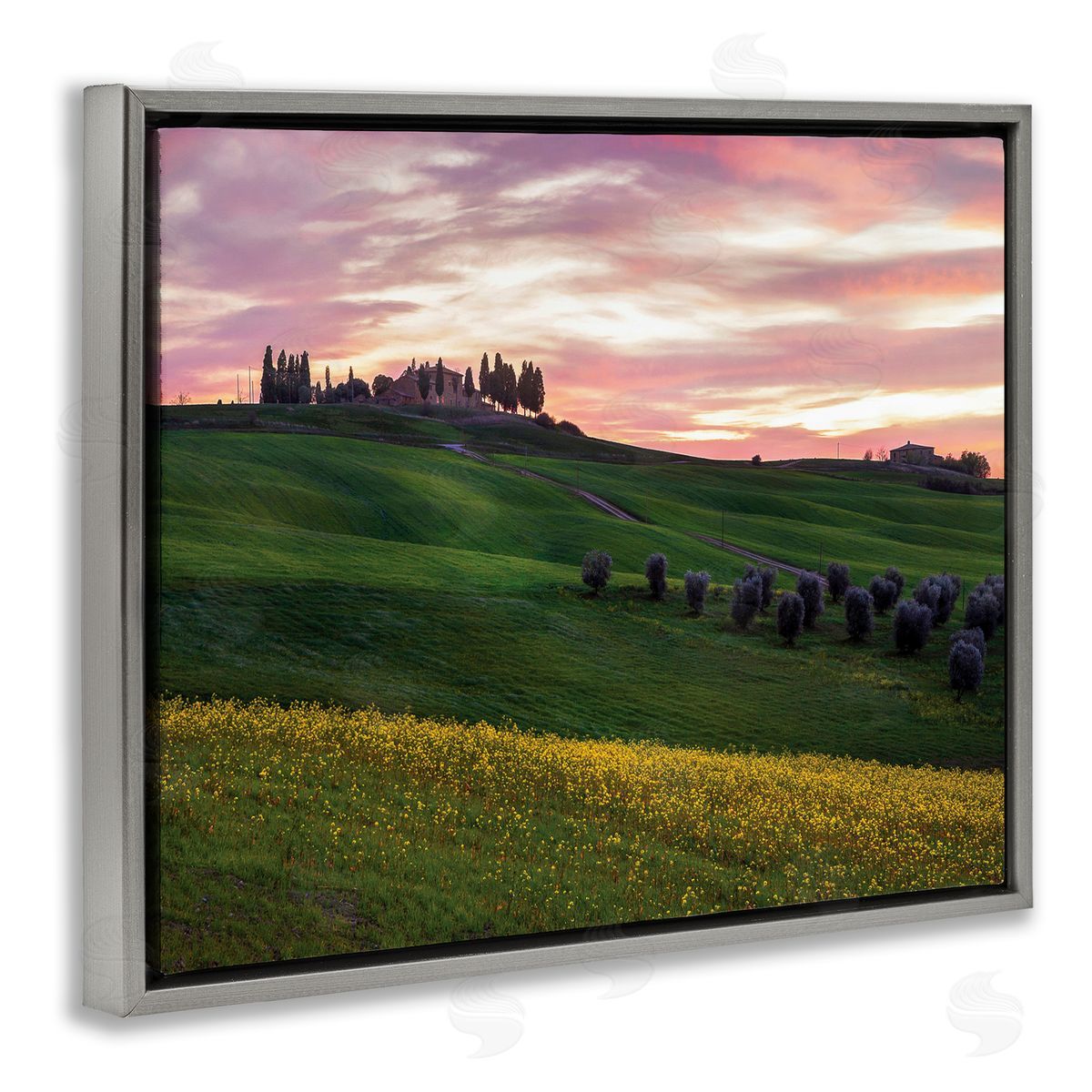 Dora Artemiadi Sunrise over Countryside Hills Yellow Floral Field