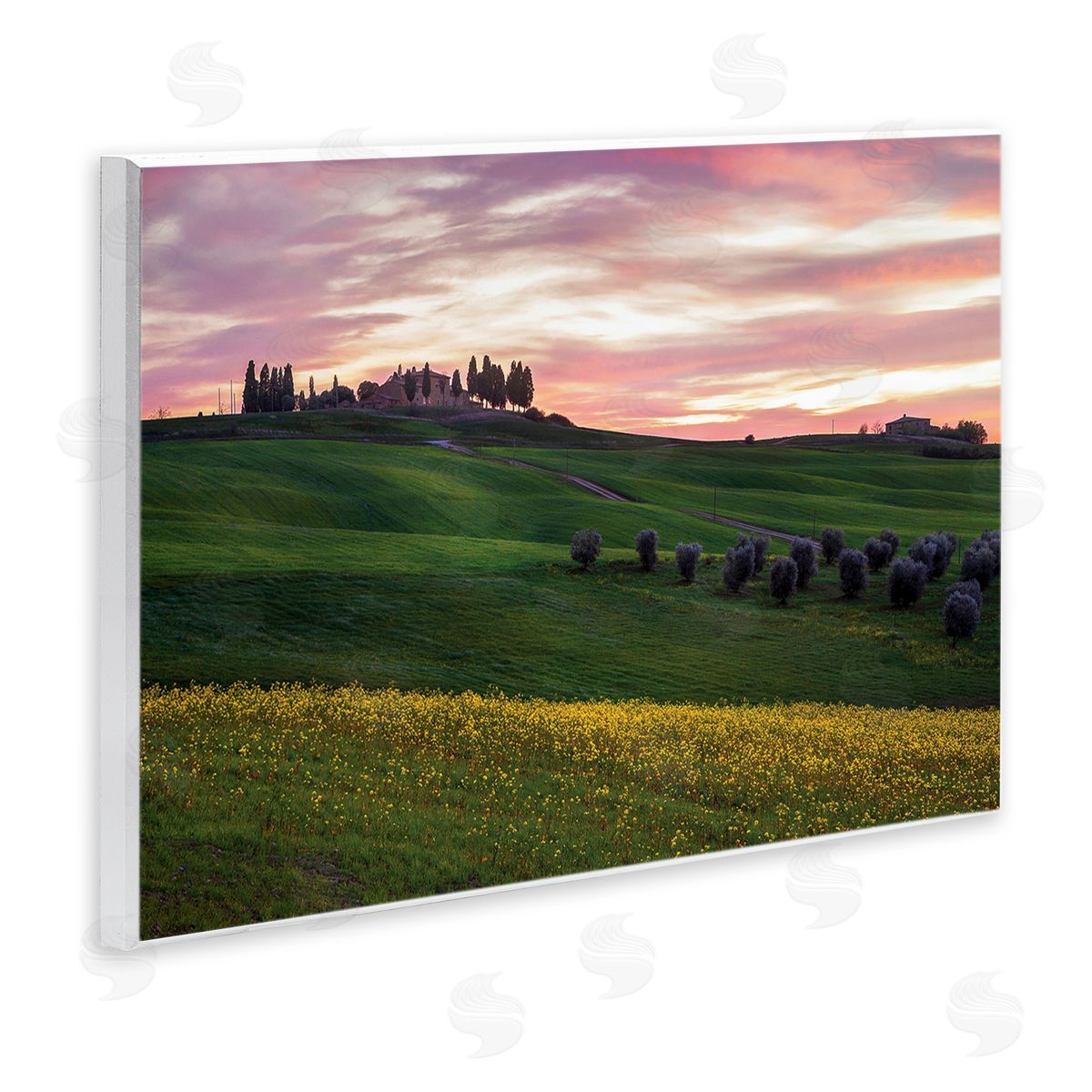 Dora Artemiadi Sunrise over Countryside Hills Yellow Floral Field