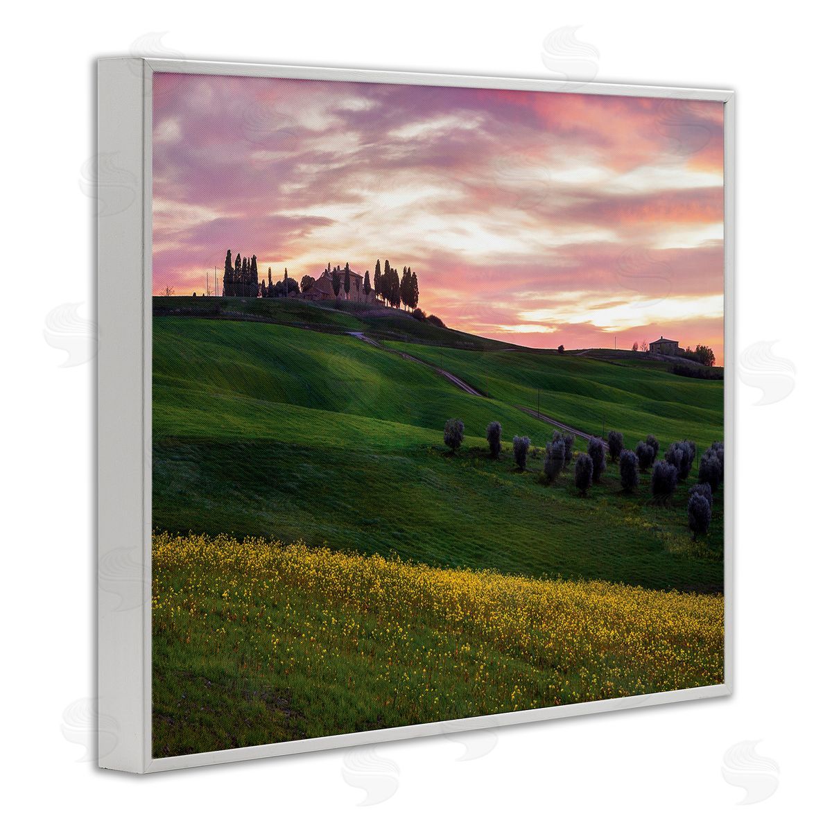 Dora Artemiadi Sunrise over Countryside Hills Yellow Floral Field