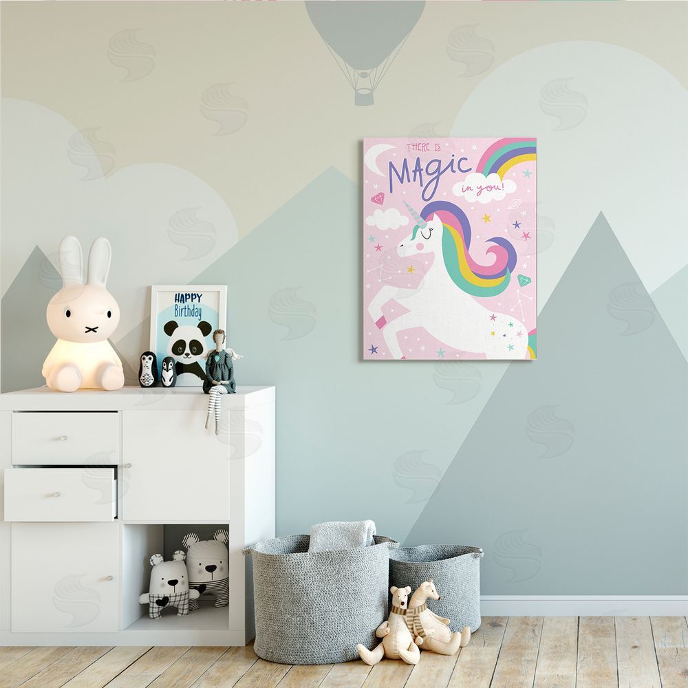 Angela Nickeas There's Magic In You Phrase Pink Rainbow Unicorn
