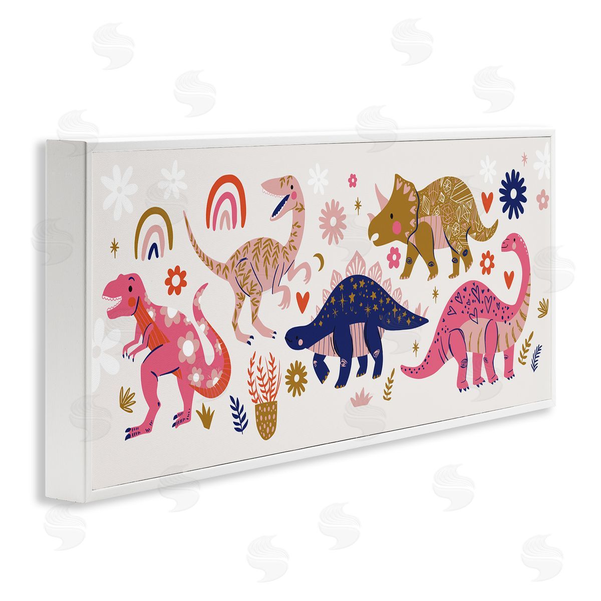 Arrolynn Weiderhold Happy Whimsical Dinosaurs with Rainbow Florals