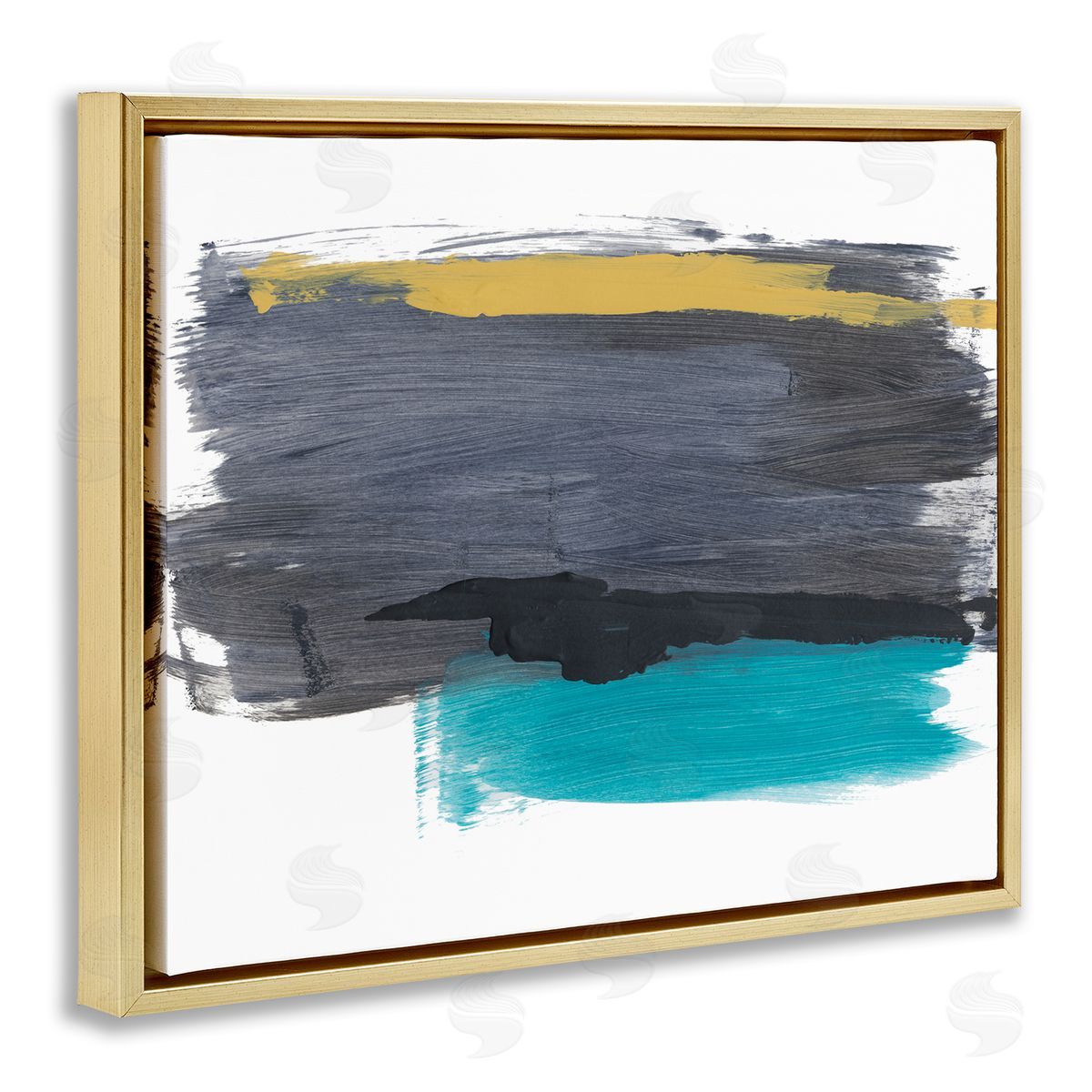 Bronwyn Baker Abstract Brush Strokes Yellow Blue Grey