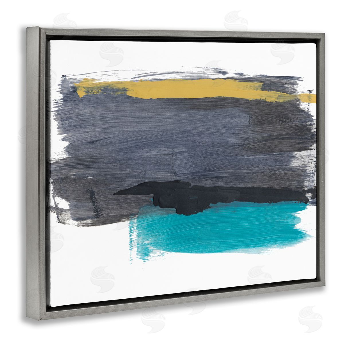 Bronwyn Baker Abstract Brush Strokes Yellow Blue Grey
