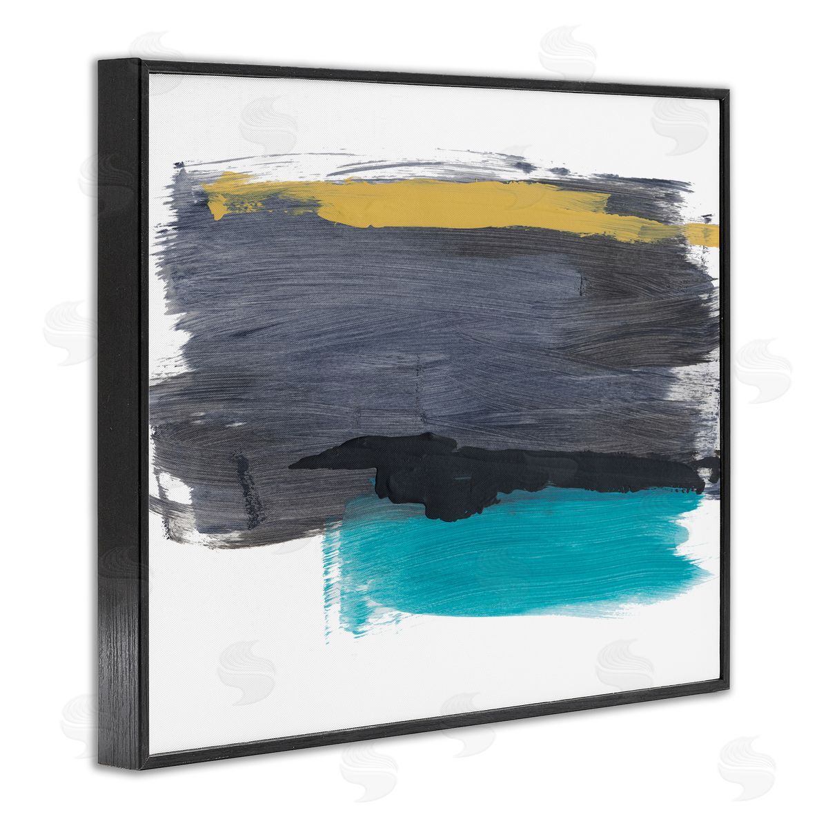 Bronwyn Baker Abstract Brush Strokes Yellow Blue Grey