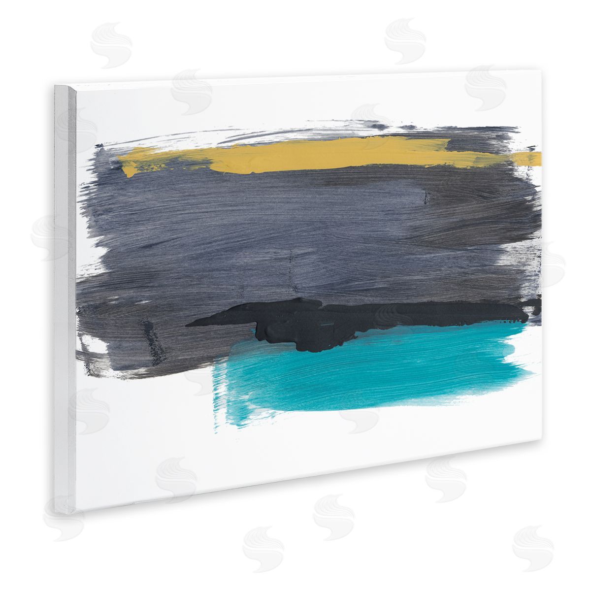 Bronwyn Baker Abstract Brush Strokes Yellow Blue Grey