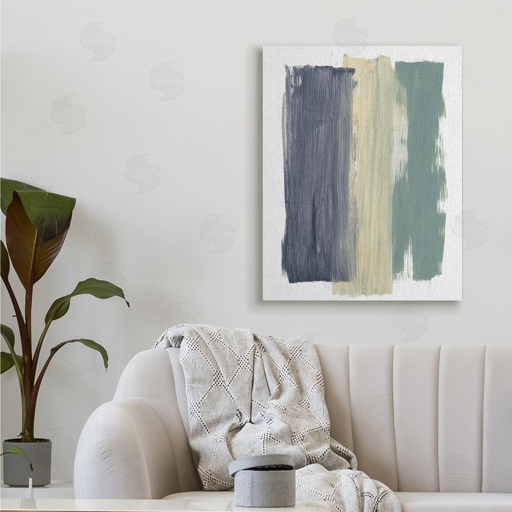 Bronwyn Baker Abstract Vertical Paint Strokes Blue Yellow Green