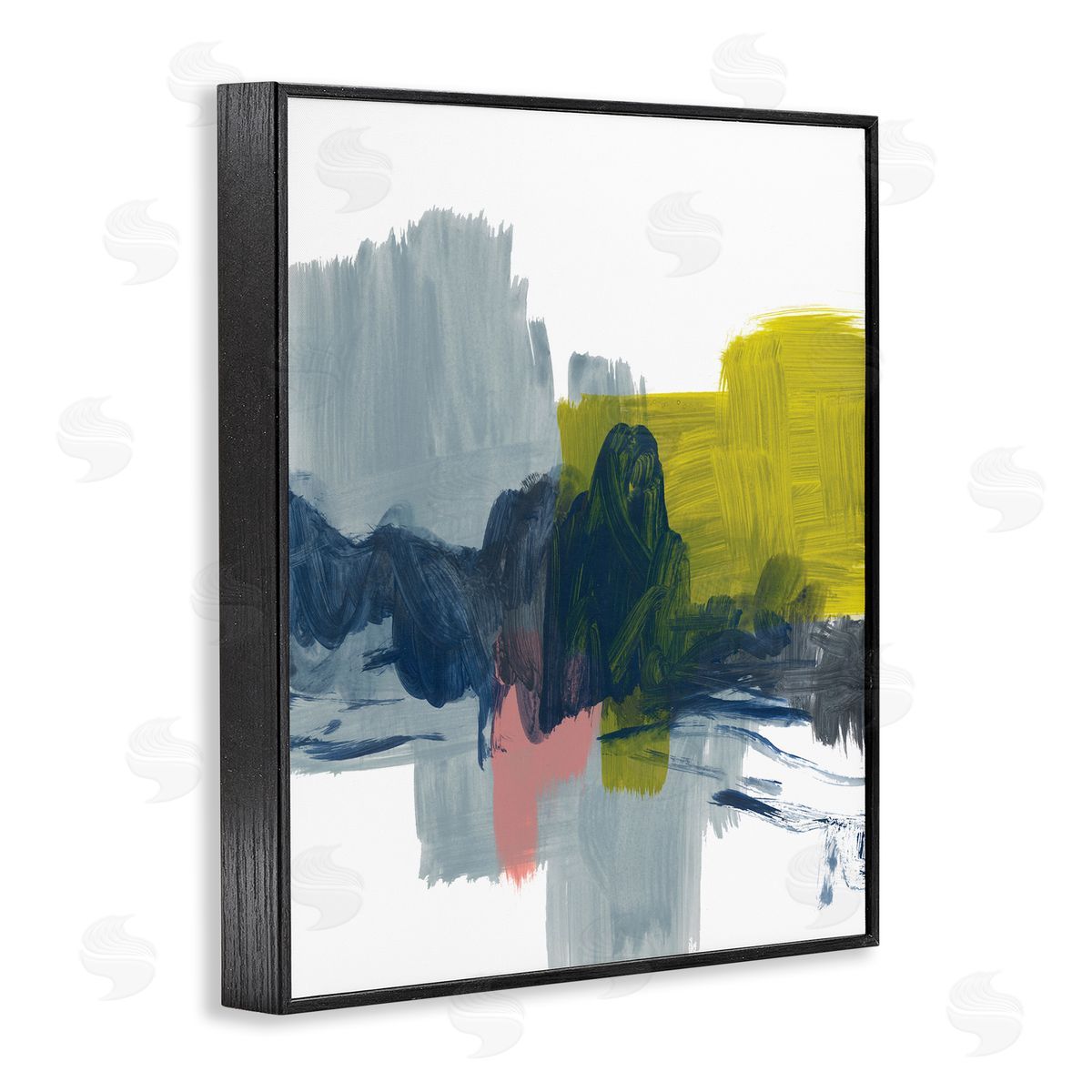 Bronwyn Baker Lively Abstract Brush Strokes Blue Grey Yellow