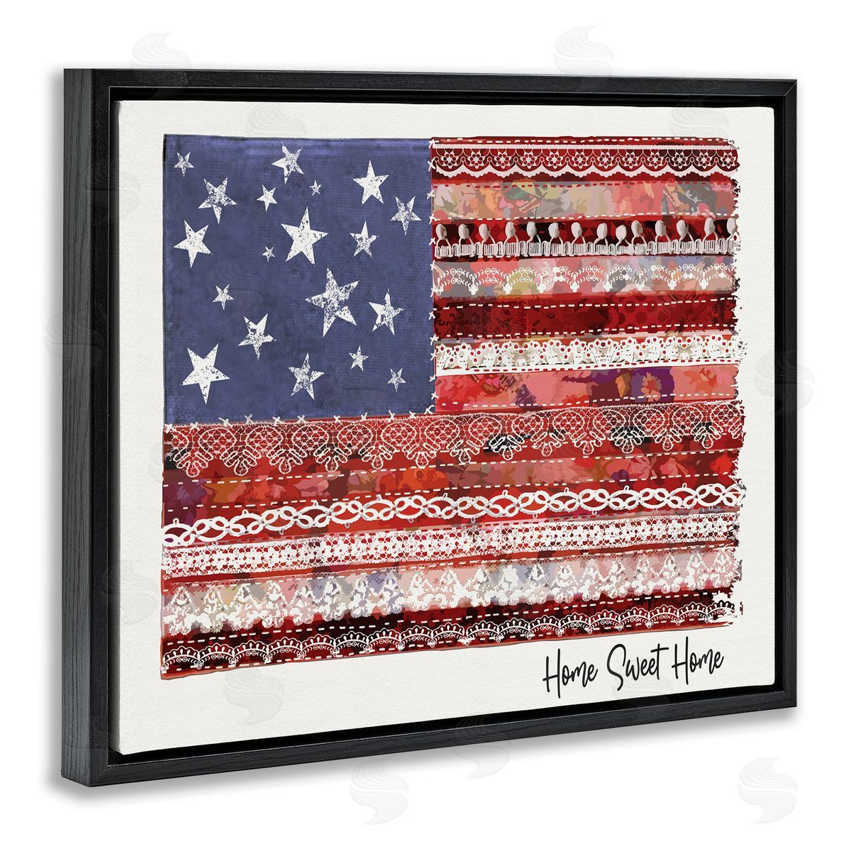 Erica Billups Home Sweet Home Phrase Lace Pattern American Flag