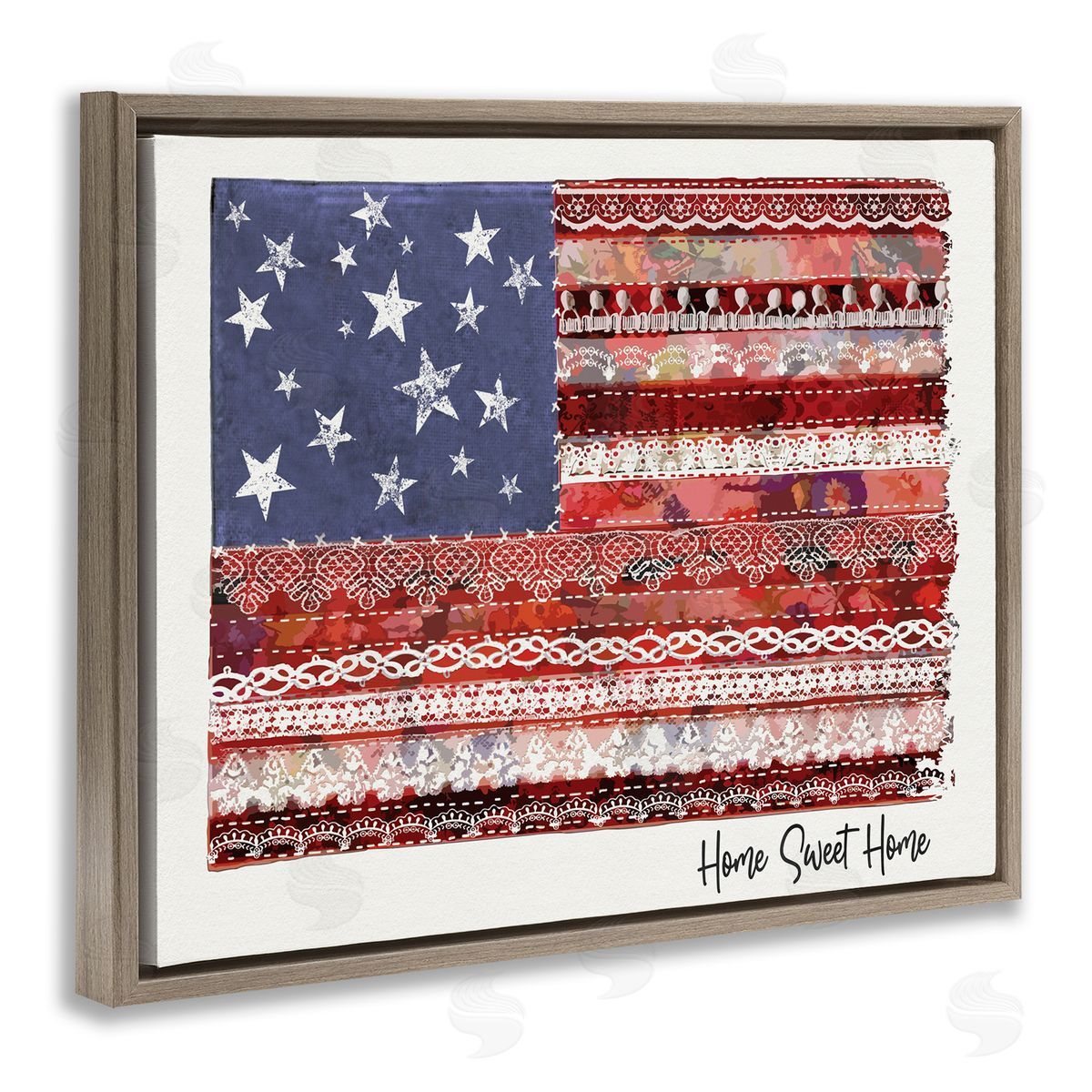 Erica Billups Home Sweet Home Phrase Lace Pattern American Flag