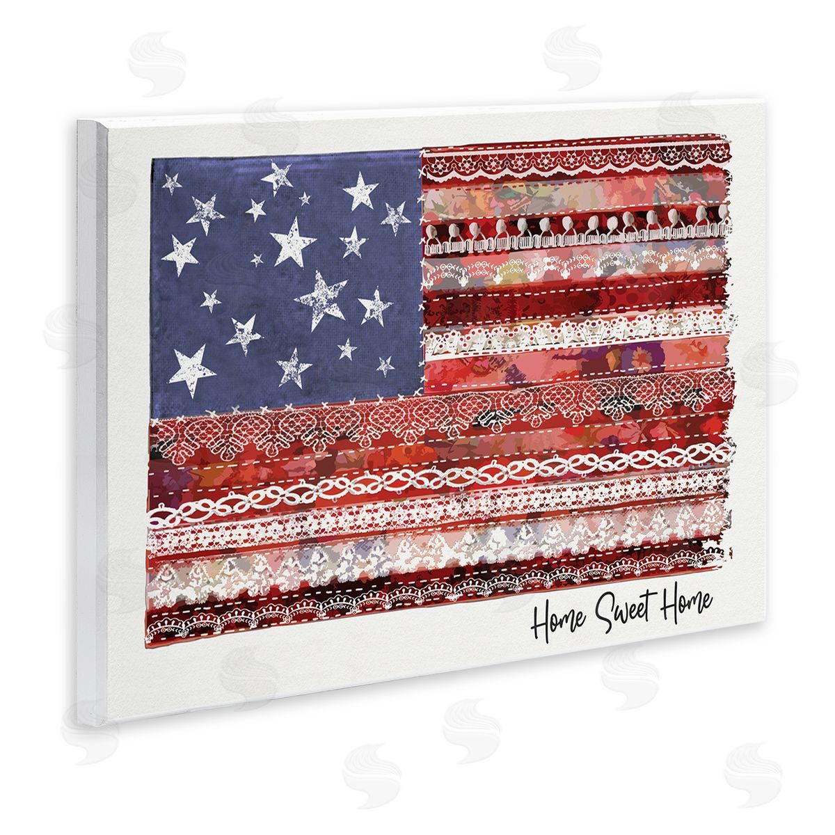 Erica Billups Home Sweet Home Phrase Lace Pattern American Flag