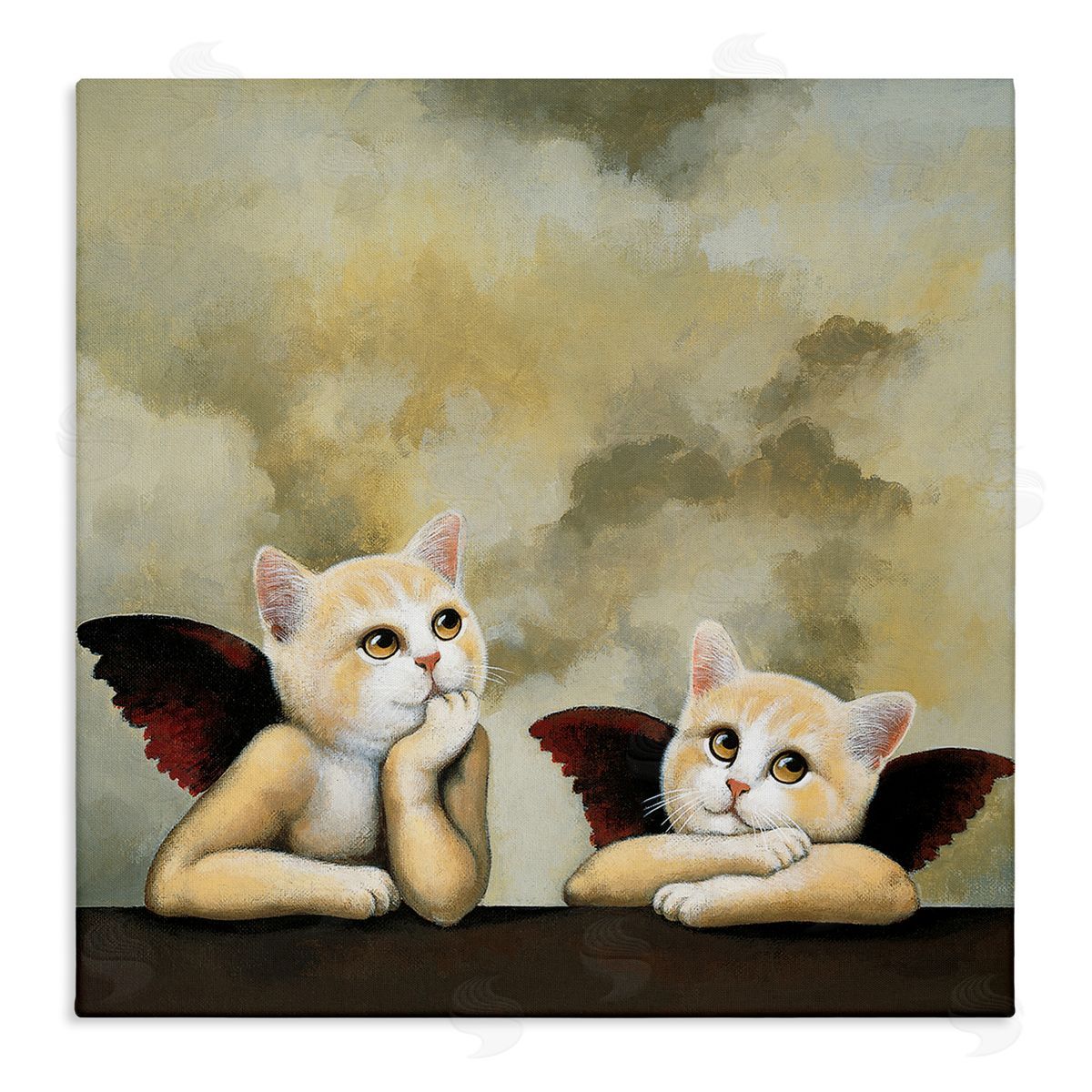 Chameleon Design Inc. Kitten Cherub Angels Classic Painting Parody Stretched Canvas Wall Art Print