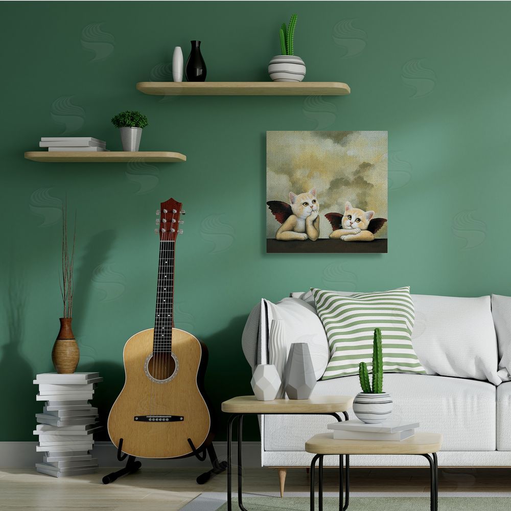 Chameleon Design Inc. Kitten Cherub Angels Classic Painting Parody Canvas Wall Art in Room