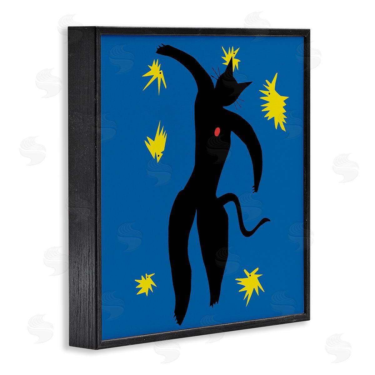 Chameleon Design Inc. Matisse Cat Icarus Classic Painting Parody Black Framed Glicee Wall Art Print