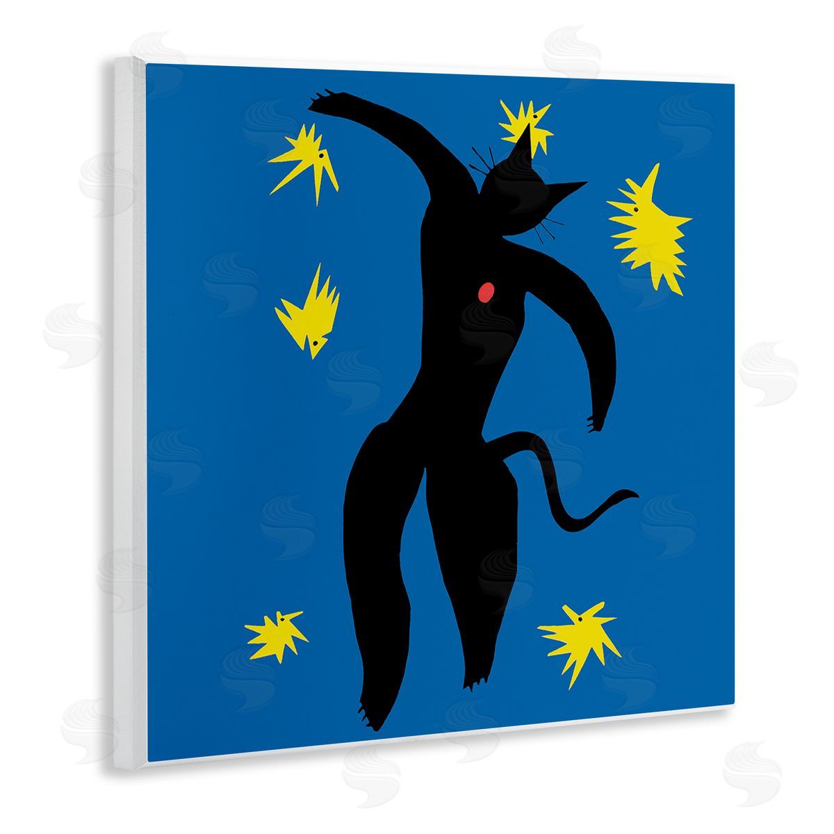 Chameleon Design Inc. Matisse Cat Icarus Classic Painting Parody Wooden Wall Plaque Art Print