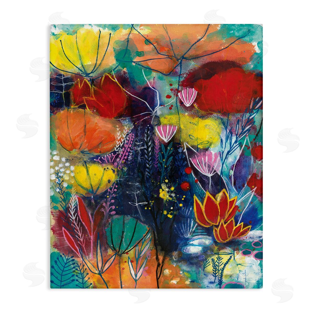 Corina Capri Abstract Flower Field Orange Blue Yellow