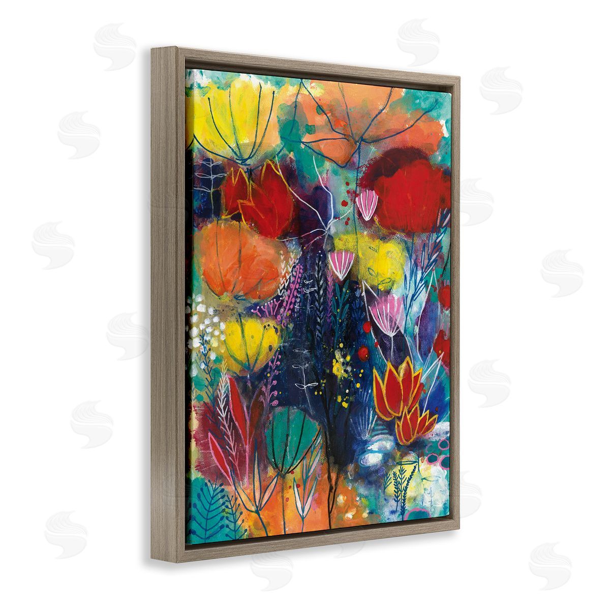 Corina Capri Abstract Flower Field Orange Blue Yellow