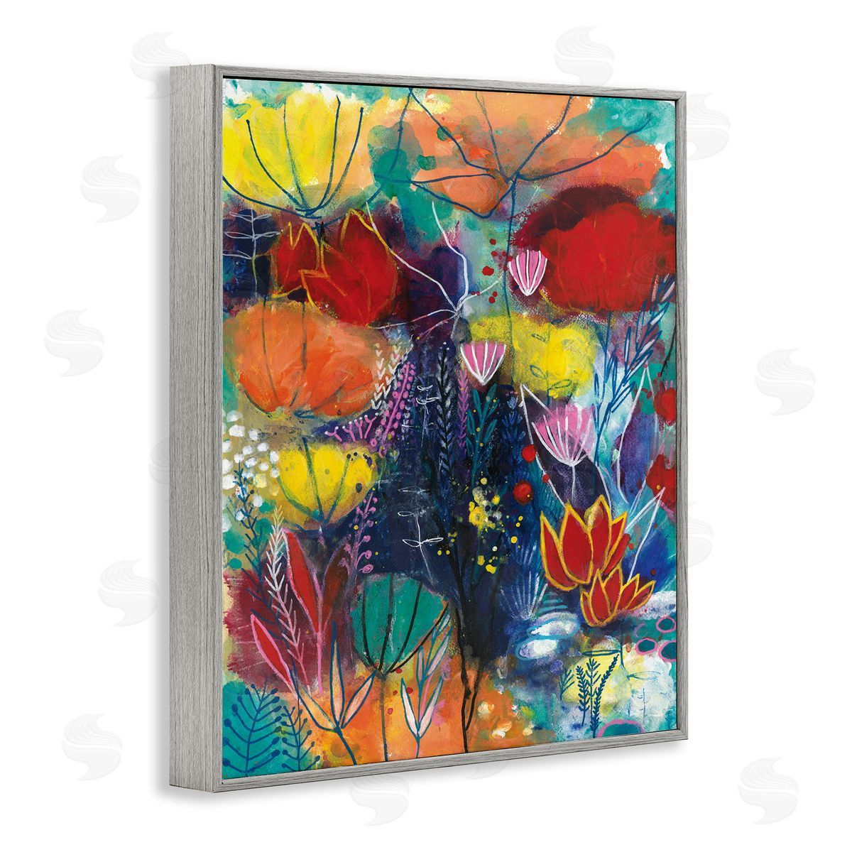 Corina Capri Abstract Flower Field Orange Blue Yellow