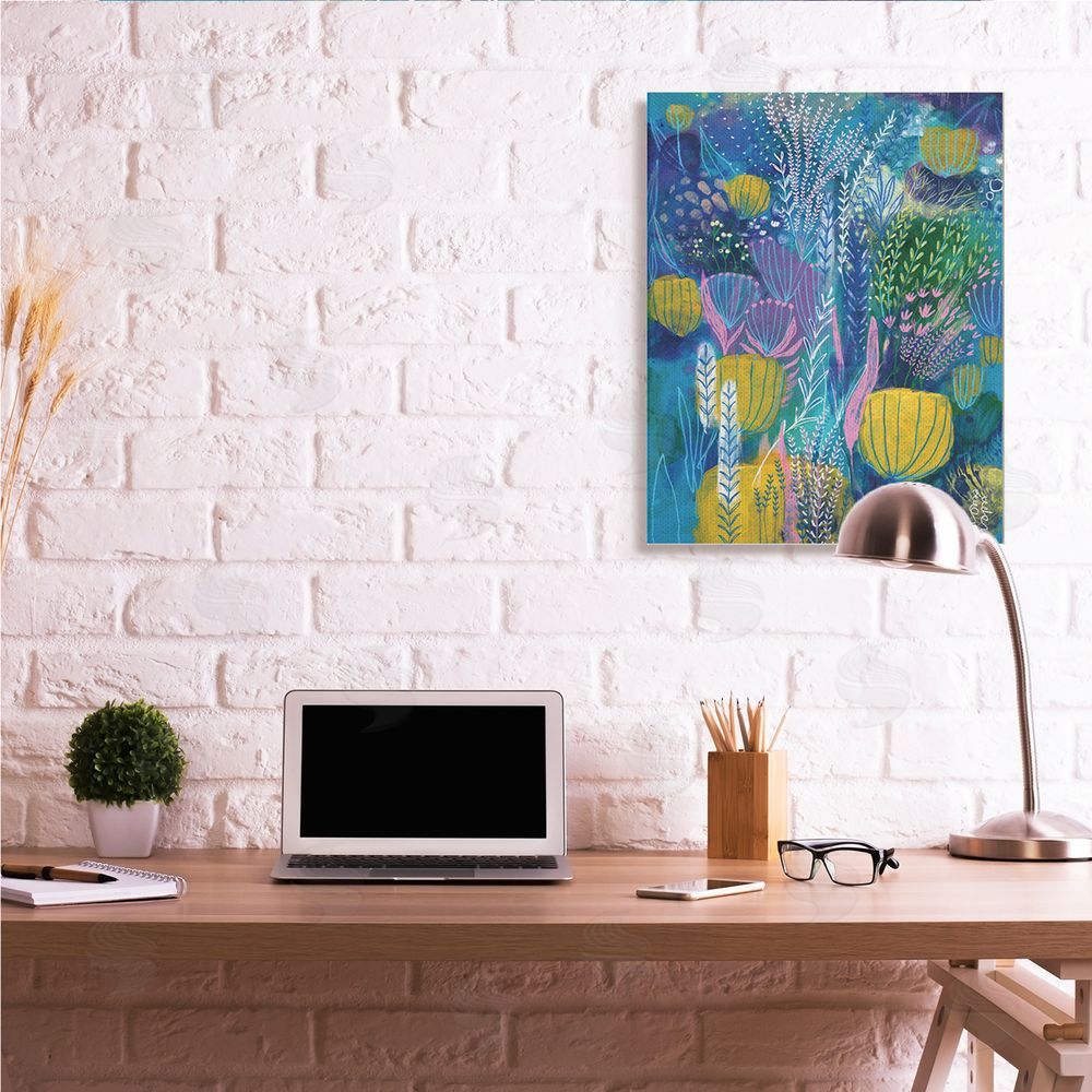 Corina Capri Field of Abstract Florals Blue Green Yellow