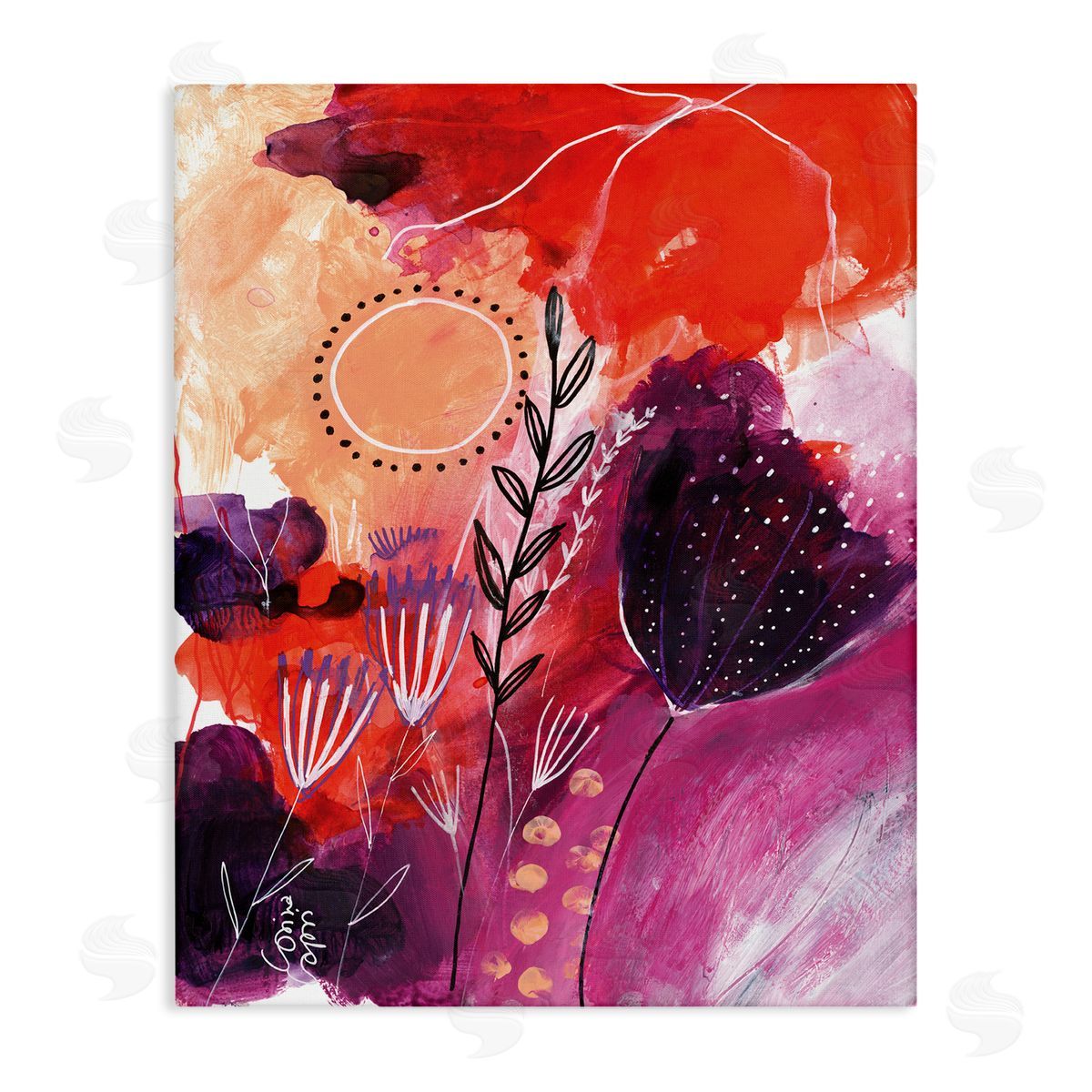 Corina Capri Whimsical Florals Blooming Orange Pink Purple