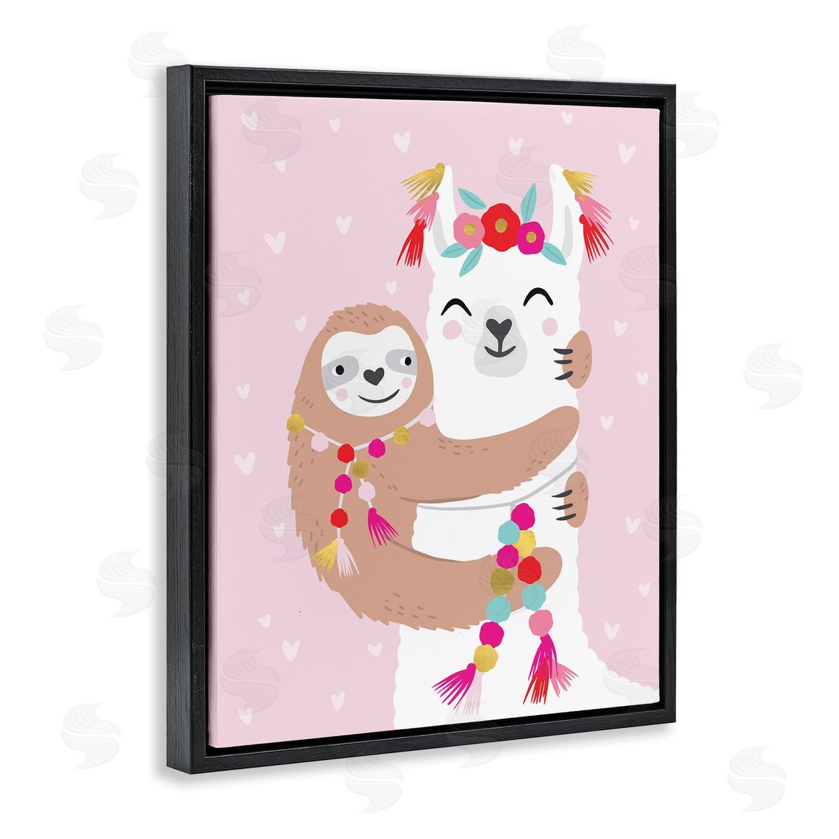 Caroline Alfr_sideeds Sloth Hugging Floral Llama Pink Heart Pattern