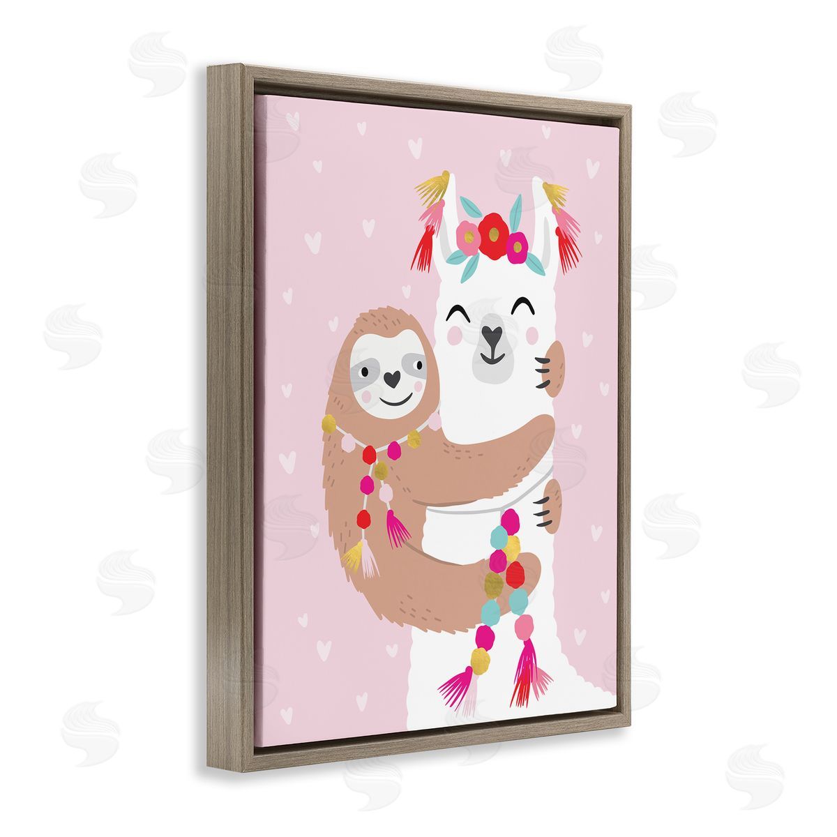 Caroline Alfr_sideeds Sloth Hugging Floral Llama Pink Heart Pattern