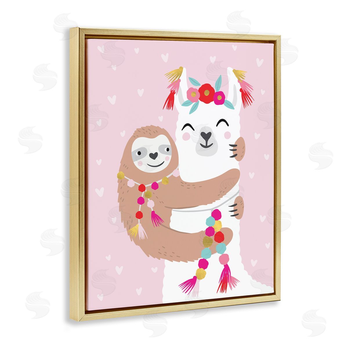 Caroline Alfr_sideeds Sloth Hugging Floral Llama Pink Heart Pattern