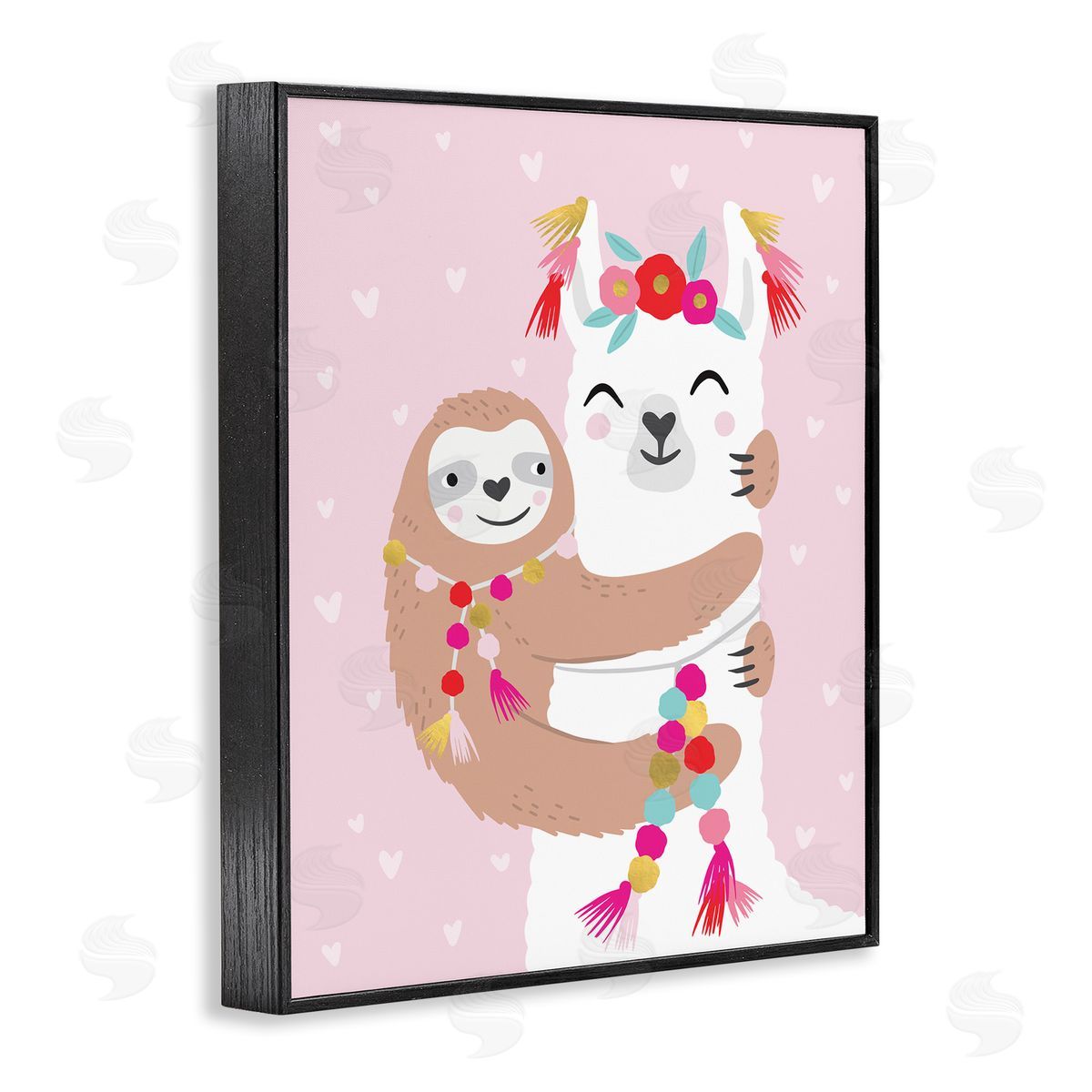 Caroline Alfr_sideeds Sloth Hugging Floral Llama Pink Heart Pattern