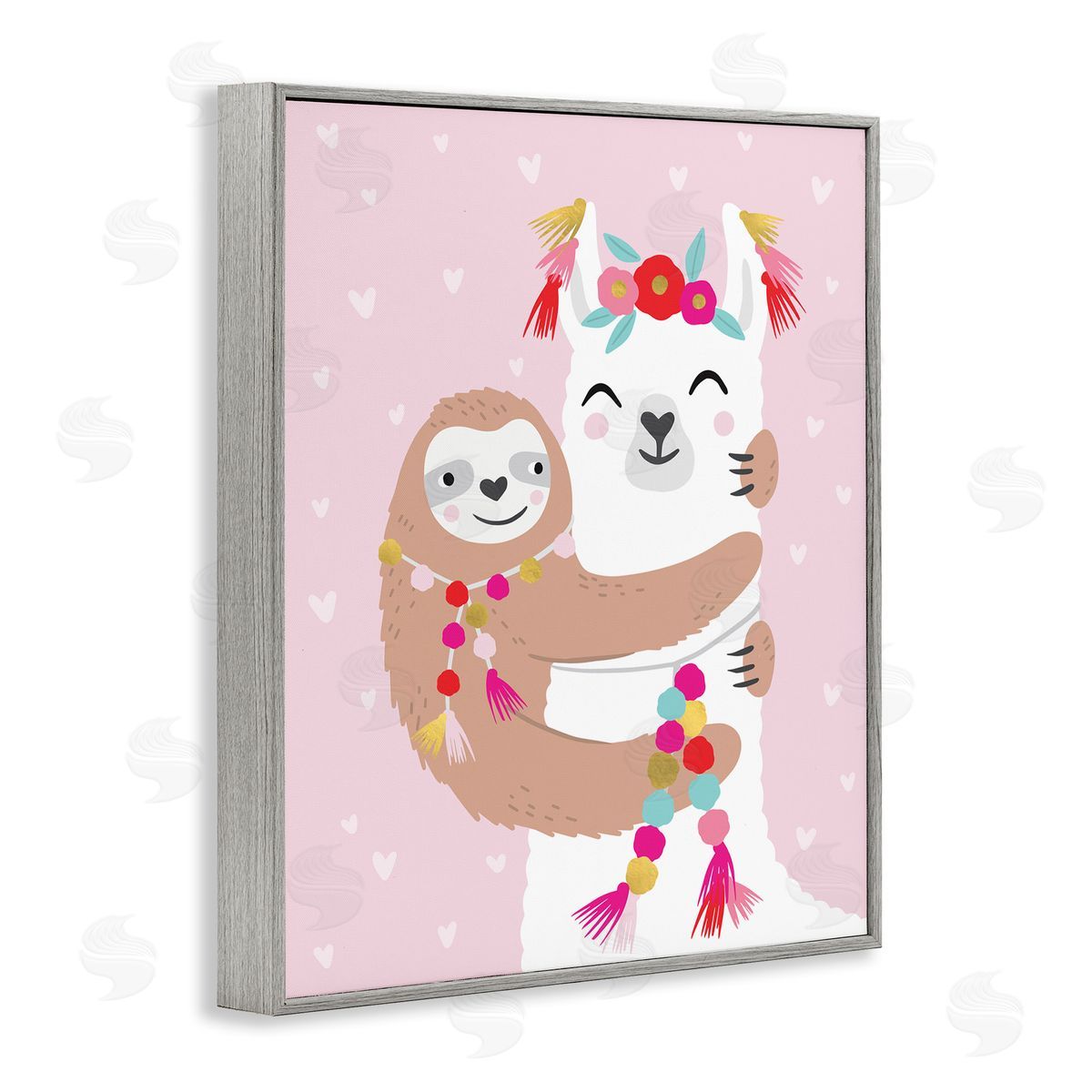 Caroline Alfr_sideeds Sloth Hugging Floral Llama Pink Heart Pattern
