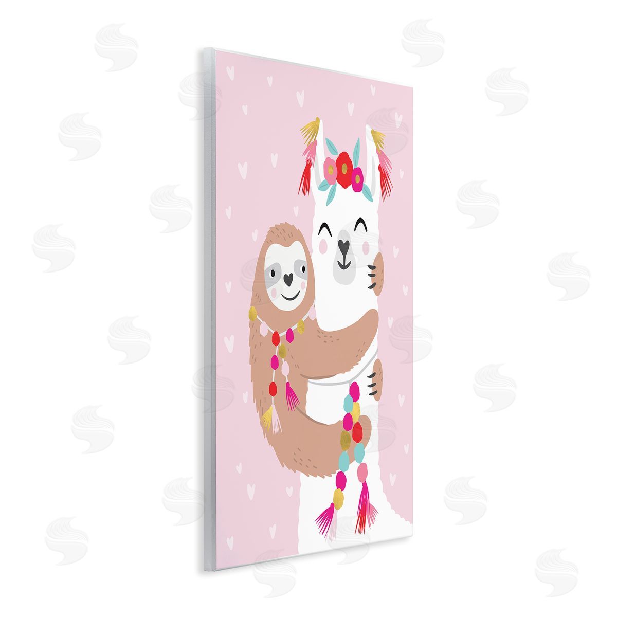 Caroline Alfr_sideeds Sloth Hugging Floral Llama Pink Heart Pattern