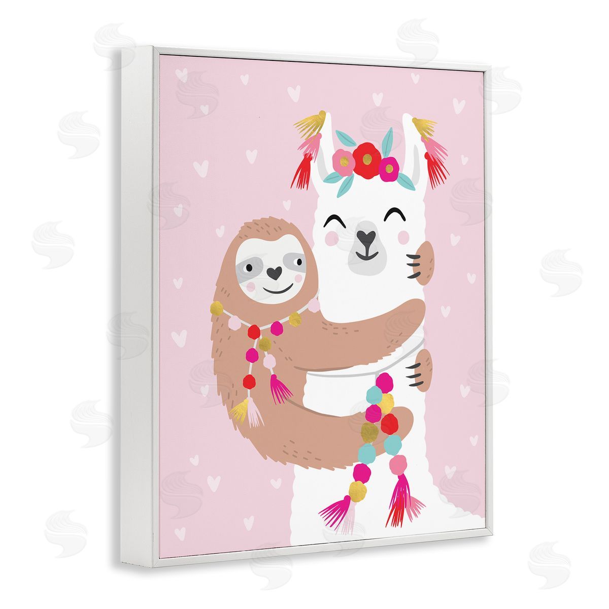 Caroline Alfr_sideeds Sloth Hugging Floral Llama Pink Heart Pattern