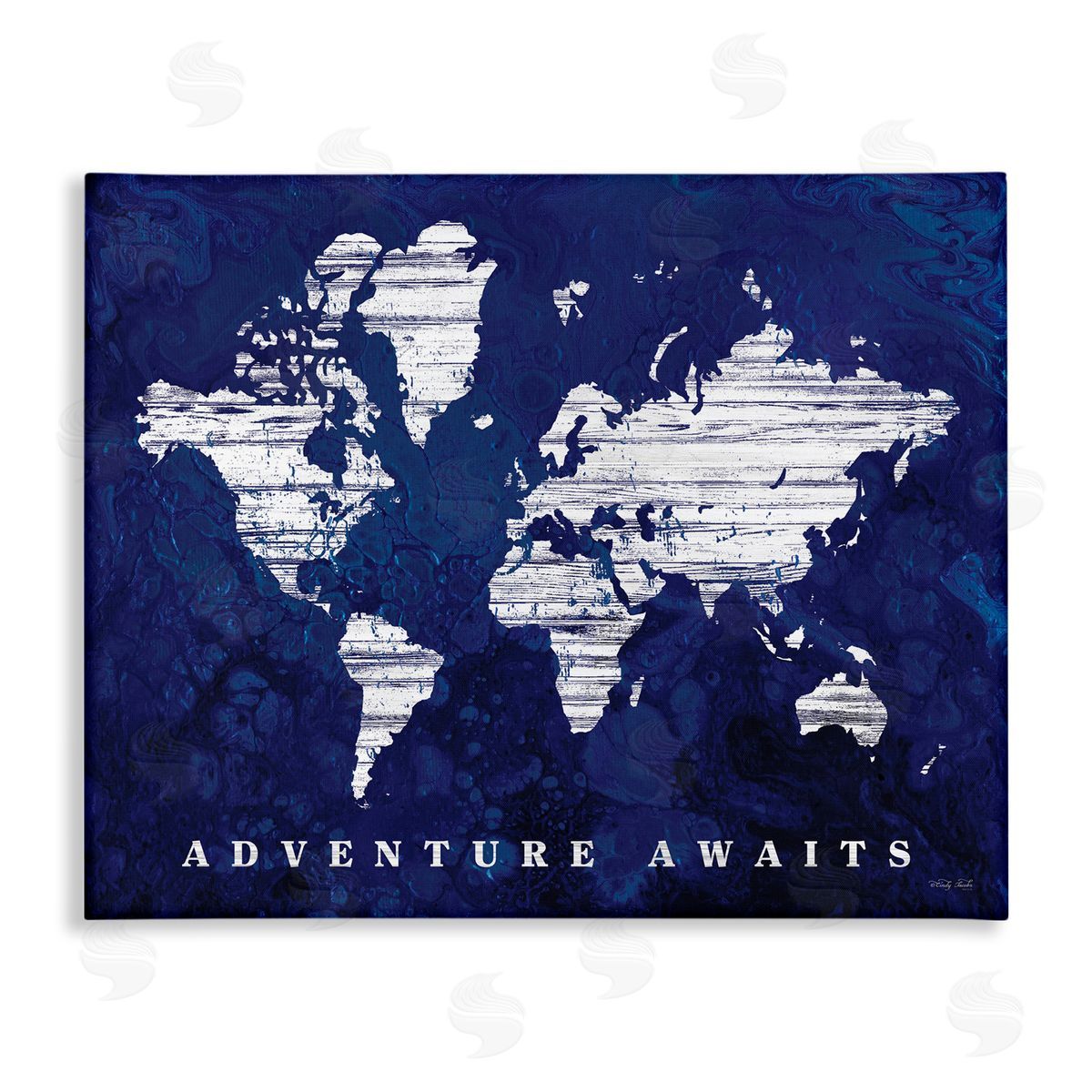 Cindy Jacobs Adventure Awaits Sentiments Navy Blue World Map