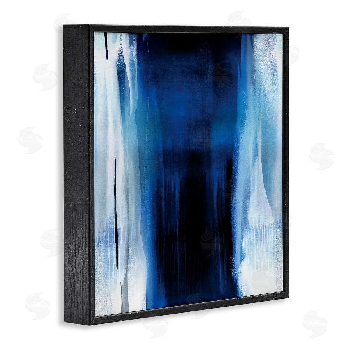 Christine Wright Abstract Expressive Paint Deep Blue White Black Framed Glicee Wall Art Print