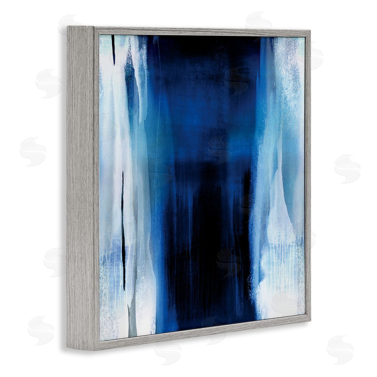 Christine Wright Abstract Expressive Paint Deep Blue White Gray Framed Glicee Wall Art Print