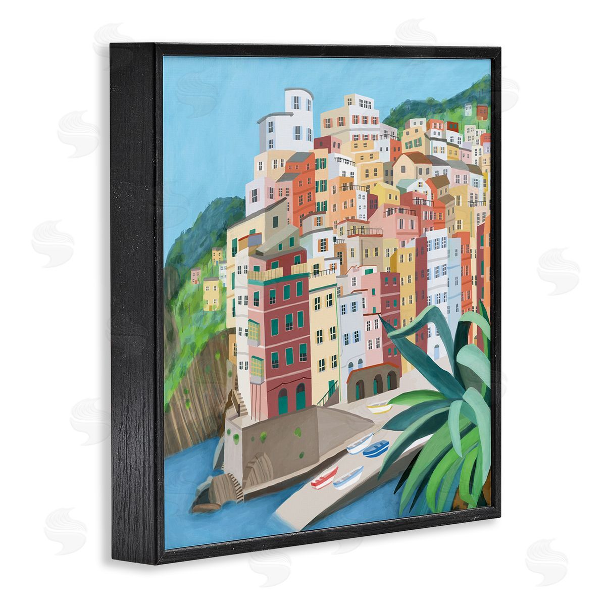 Carla Daly Italian City Port Seaside Urban Skyline Black Framed Glicee Wall Art Print